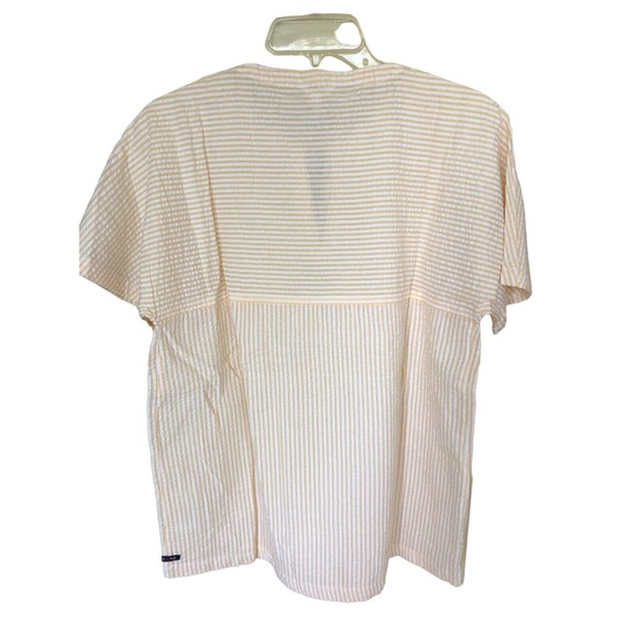 NWT Yellow and‎ White Stripe s/s Seersucker TOP  SZ M - Picture 3 of 4